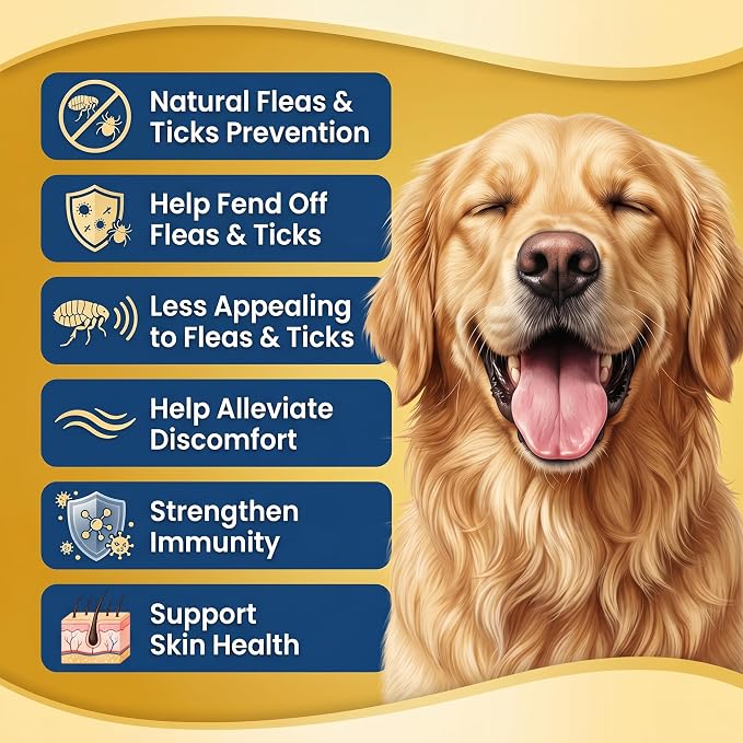 Tick Treatment Chews for Dogs - Natural Oral Prevention & Treatment with Garlic & Flaxseed - Chicken Flavor Soft Chews for All Ages - 200 Count