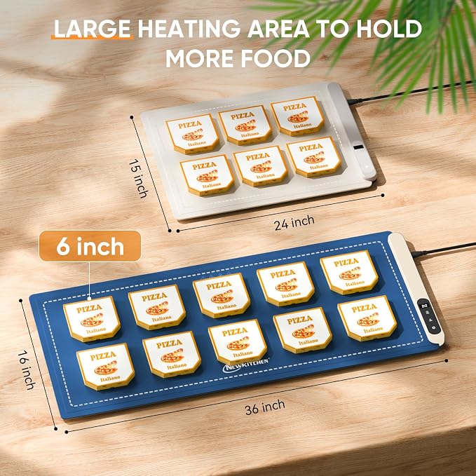 Warming Mat for Food, 36"x16" Food Warming Mat 6 Temperature & Timer Settings Upgrade Graphene Fast Full Surface Heating-Versatile Food Warmer for Gatherings, Parties, Everyday Use-Fruit Frost Blue
