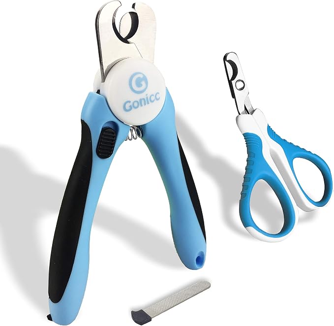 gonicc Dog Nail Clippers and Cat Nail Clippers with Safety Guard to Avoid Overcutting, Free Nail File, Razor Sharp Blade