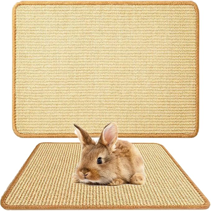1PCS Rabbit Scratch Mat Natural Bunny Scratching Pad Claws and Teeth Care Rabbit Mats for Cages Rabbit Chew Toys for Bunny Pet Cage Bedding for Biting Sleeping Nesting, 24x16
