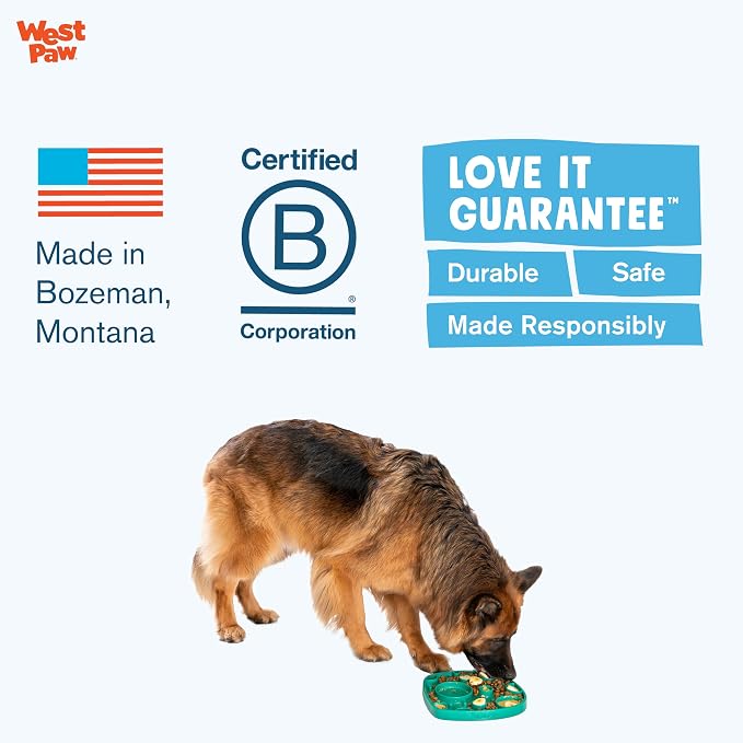 West Paw Seaflex Bubbles Feast Mat – All-in-One, Slow Feeder, Lick Mat – Encourages Foraging & Food Exploration - Engages Picky Eaters & Slow Feeding - Versatile – Easy to Clean, Non-Toxic - Tropic