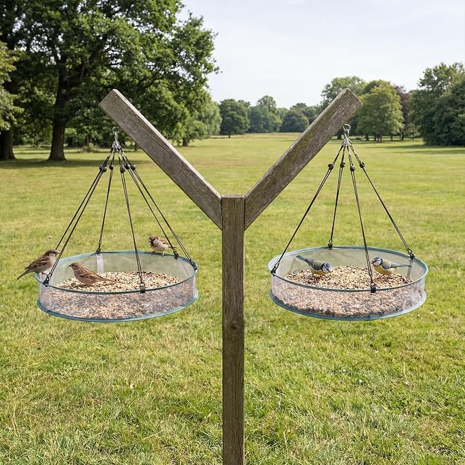 FoldTier 1 Pieces Universal Wild Bird Seed Catcher Hanging Hoop Platform Bird Seed Catcher Tray for Hummingbird Feeders Bee Feeder Outdoor Garden Accessories (30 Inch)