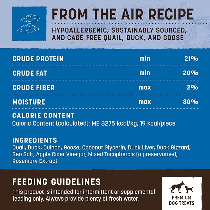 Earth Animal Wisdom Air Dried Jerky - from the Air Recipe Premium Natural Jerky Strips Dog Treats - 4 oz Bag