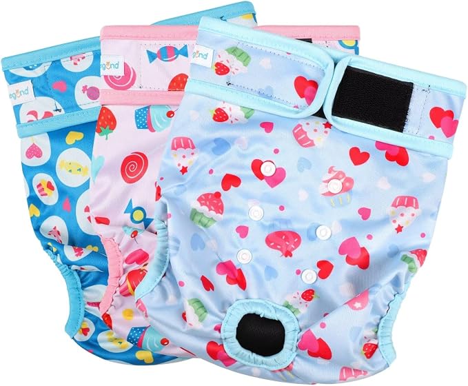 Paw Legend Washable Reusable Female Dog Period Diapers for Heat Doggie Puppy Diapers for Female Dogs (3 Pack, Small)