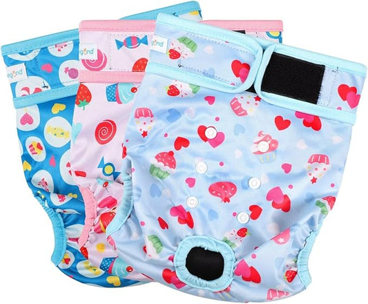 Paw Legend Washable Reusable Female Dog Period Diapers for Heat Doggie Puppy Diapers for Female Dogs (3 Pack, X-Large)