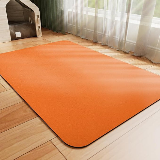 HotLive Dog Food Mat - Absorbent Cat Mat for Food and Water, No Stains Pet Feeding Bowl Mat, Easy to Clean Pet Placemats, Quick Dry Dog Water Dispenser Mat for Messy Drinkers | Orange 16"x 24"