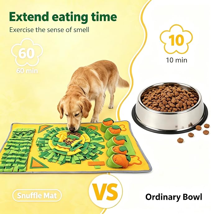 Snuffle Mat for Dogs, Slow Feeder Dog Puzzle Toy, Pet Enrichment Mat | Interactive snuffle mat encourages natural foraging, mental stimulation, slower eating, and enrichment for dogs.