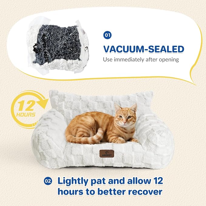 ABCPET Cat Bed Cats Couch for Puppy and Kitten, Fluffy Pet Couch Small Dog Sofa Bed, Supportive Cat Sofa for Indoor Cats, Washable Cover & Non-Slip, 26 inch, Blue
