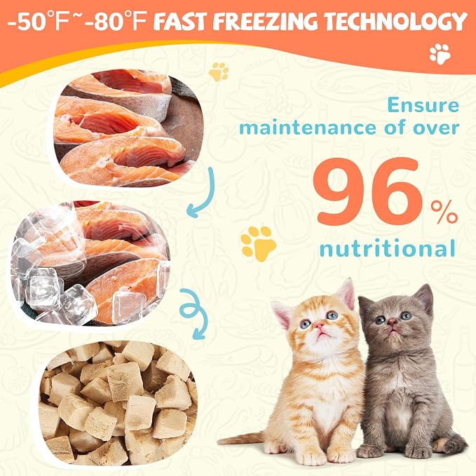 PAWUP Freeze Dried Salmon Cat Treats, Freeze Dried Chicken Liver Pet Treats, High Protein Freeze-Dried Pet Food for Dogs, Cats