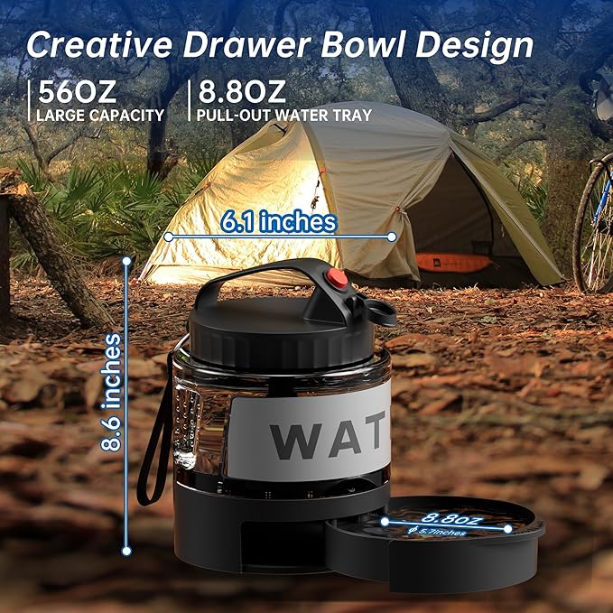 54oz Dog Water Dispenser Portable, 1.6L Leak-Proof Dog Water Bottle with Pull-Out Bowl, BPA Free Pet Travel Water Bottle for Daily Walks, Hiking, Park, Car Travel, Outdoor Beach Accessories