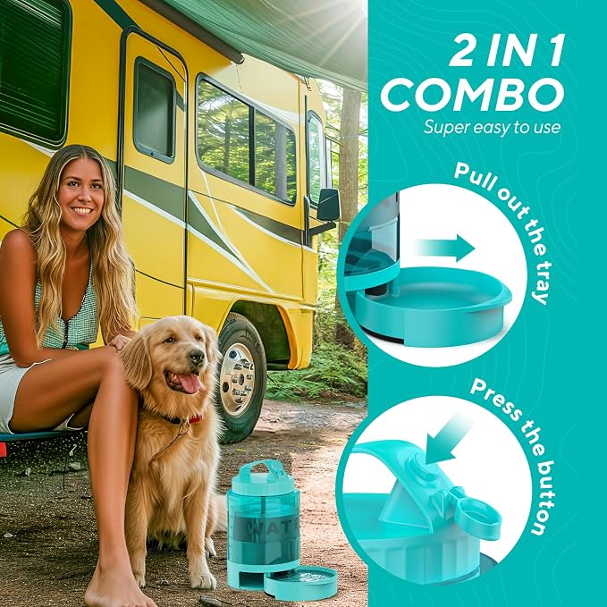 77OZ Large Dog Water Bowl Dispenser with Pull-Out Travel Water Bowls for Dogs + Dog Dryer for Pet Grooming, 3.2HP Adjustable Speed Temp Pet Hair Dryer