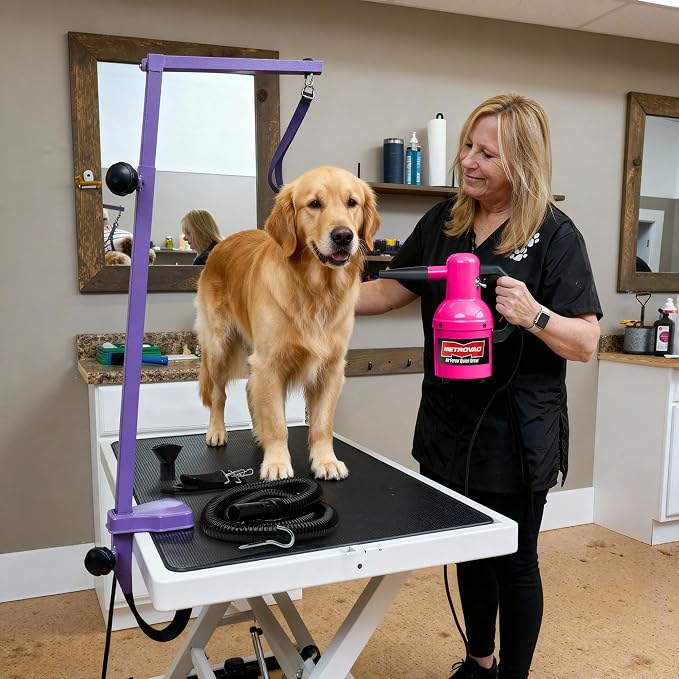 METROVAC Quick Draw Hot Pink Dog Dryer | Portable Pet Dryer & Dog Blow Dryer | 1.3 HP Single Speed USA