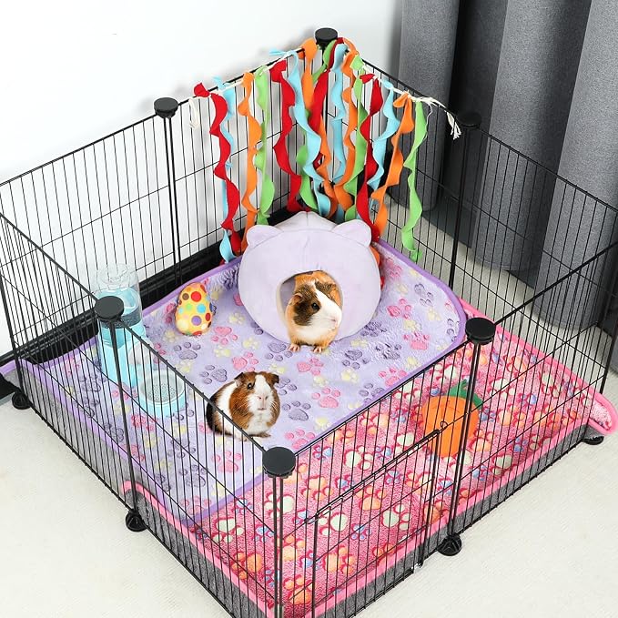 YUEPET Waterproof Guinea Pig Blankets Washable 6 Pack Small Animal Fleece Cage Liners Pet Soft Sleep Mat Pad Cover Warm Flannel Throw for Hamster Guinea Pig Rabbit Chinchilla Hedgehog Ferret 30"×16"