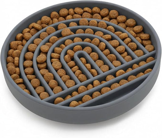 Should We Go? Slow Feeder Dog Bowls - Small Size Silicone Slow Eating Dog Bowl for Puppies & Dogs with Suction Cup -Dishwasher-Safe,Lick Mat Design,Reduces Gulping, for All Breeds, 6”x1.25”- Charcoal