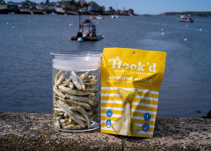 Totally Hook'd Freeze‑Dried Single‑Ingredient Whole Fish Treat, High‑Protein Omega-3, Raw, Great for Training and Picky Eaters, Snack for Dogs & Cats (1 Ounce Bag, Whole Minnows, 3 Pack Bundle)