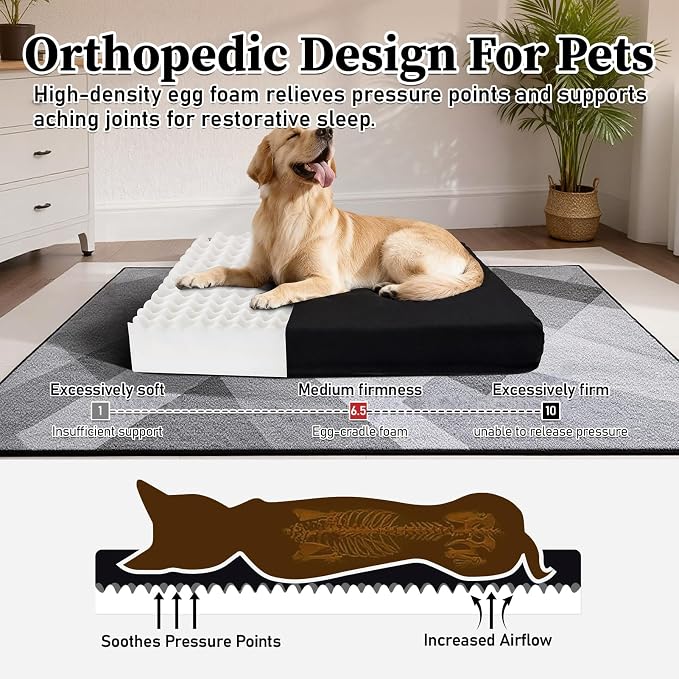 Chew Proof Dog Bed, Indestructible Dog Bed for Aggressive Chewers, Durable Crate Mat Waterproof & Machine Washable Kennel Pad for Indoor Outdoor