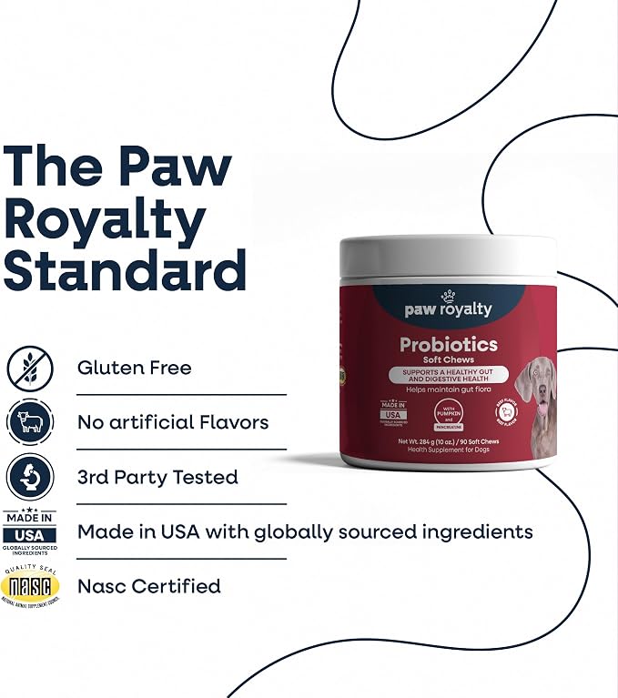 Probiotic Support for Dogs | Probiotics, Pumpkin, Papaya Enzyme, Marshmallow Root & Pancreatin for Digestive Health, Gut Balance & Stool Quality | Beef Flavor Soft Chews, 90 Count
