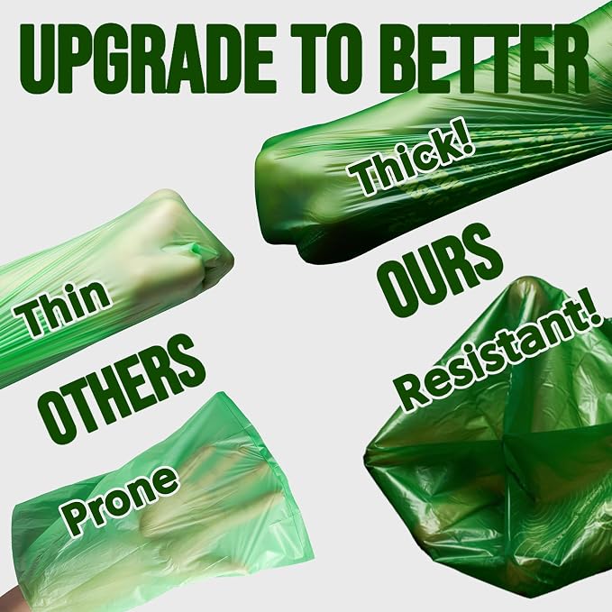 Ultra Thick & Deep RockRhino Dog Poop Bags for Large & XL Breeds | 4-Layer Interlocked Bottom | 100% Home Compostable, 0% Plastic | Vanilla-Scented | 60 Bags, Easy Open Tie Handles, Not for Scooper