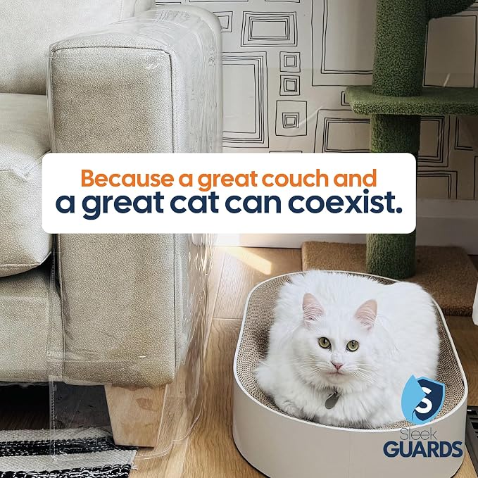 Cat Scratch Furniture Protector for Couches, Couch Arm Covers, Anti-Scratch Furniture Protector for Leather Couch, Cat Deterrent, Sofa Arm Covers, Couch Corner Protector - Model 1b