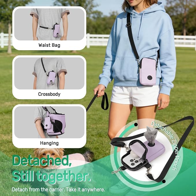 YUDODO Dog Front Backpack Carrier 7-15 lbs, Soft Breathable Pet Front Facing Carrier with Adjustable Straps, Multi-Pocket Design, for Small Dogs & Cats (with Detachable Sling Pouch - Purple)