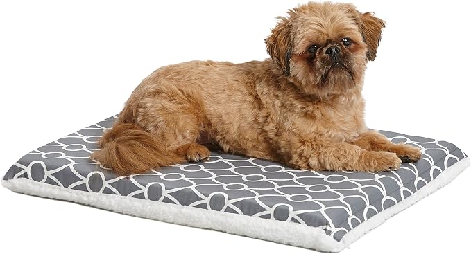 Midwest Homes for PetsQuiet Time Teflon Defender Dog Beds; Pet Beds Designed to Fit Folding Metal Dog Crates, Gray & White Geometric Pattern, 24-Inch