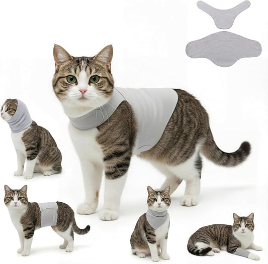 DAJIDALI® Dog & Cat Anxiety Vest & Spay Recovery Suit – Silent Adjustable Calming Wrap for Surgery & Thunderstorms – 2-Piece Cone & Recovery Onesie Alternative