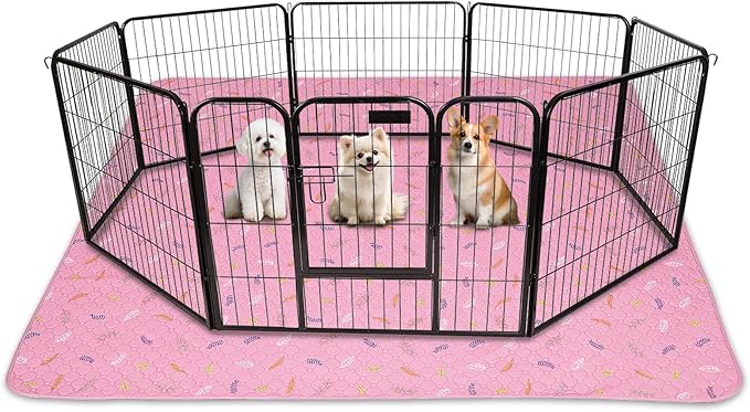 Sunheir Washable Pee Pads for Dogs 72"x72", Extra Large Reusable Puppy Pads Pet Training Pads for Dog Playpen, Waterproof Pee Pads for Puppy Playpen, Whelping Pad, Dog Playpen Indoor - Pink