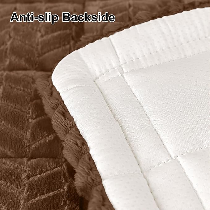 Smiry Couch Cover for Dogs, Non Slip Fuzzy Pet Sofa Covers Washable for 3 Cushion Couch, Soft Thick Furniture Protector for Cats Dogs, Against Fur, Dirt, Scratch Resistant (Brown, 35.4"x88")