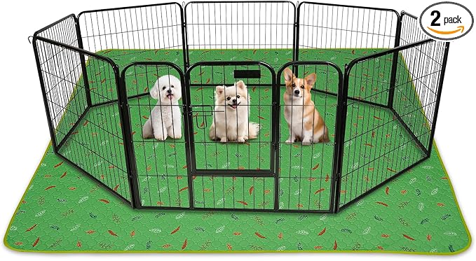 Sunheir Washable Pee Pads for Dogs Extra Large 48" x 60" 2-Pack, Reusable Puppy Pads Pet Training Pads for Dog Playpen Indoor, Waterproof Dog Pee Pads for Puppy Playpen, Whelping Pad - Green
