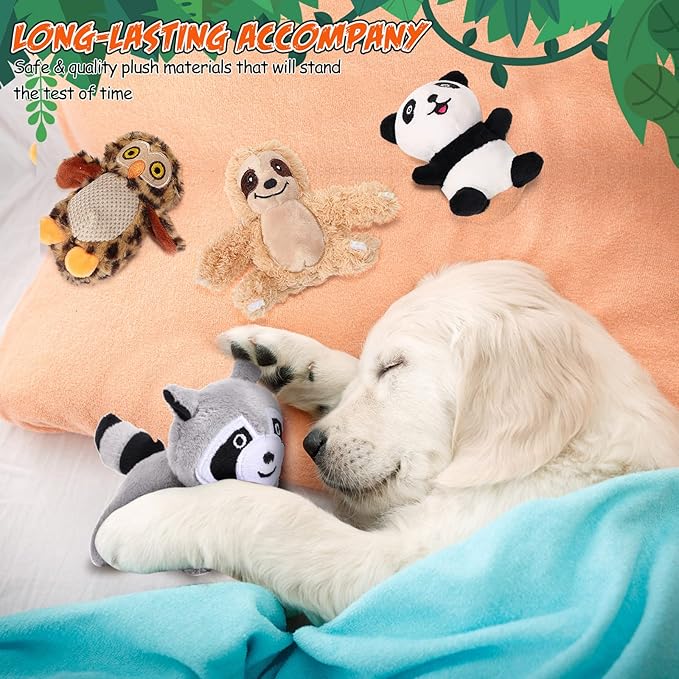 Skylety 7 Pieces Hide and Seek Dog Toys Activity Puppy Chew Squeaky Toys Plush Stuffing Woodland Stuffing with Squeakers for Small Medium Pets Dogs Puppy Gift(Cute,Small)