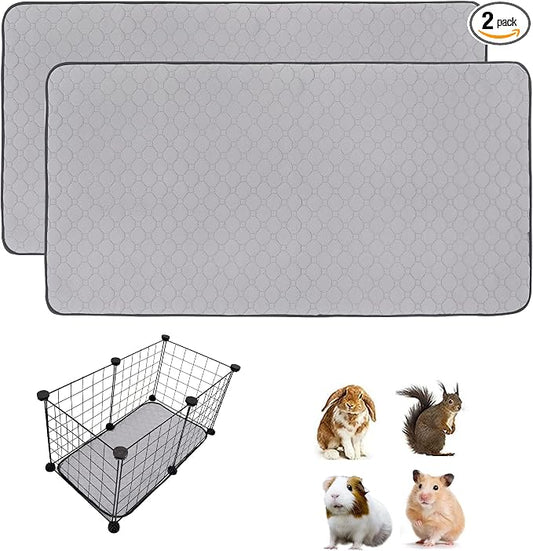 Guinea Pig Cage Liners, 12''X24'' Washable Guinea Pig Pee Pads, Non Slip Reusable Super Absorbent Guinea Pig Training Mat Bedding Fleece for Small Animals Hamster Rabbit Chinchilla Rat, 2Packs