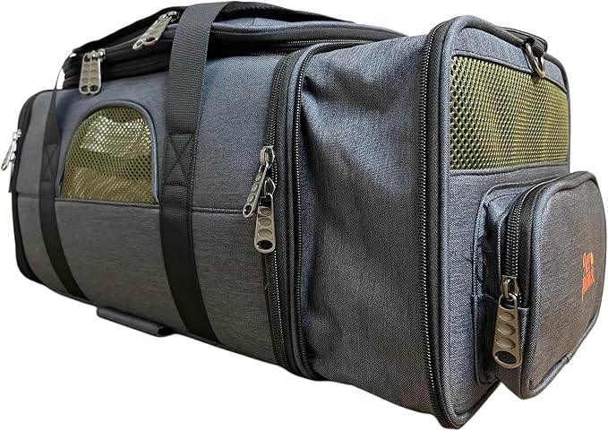 Fits All Airlines Under-Seat | 18x11x9 | Airline Compliant 3-Way Expandable Pet Carrier | Adaptive Expansion Utilizes Under-Seat Space for Maximum Pet Comfort | Removable Wheels | Patent Pending