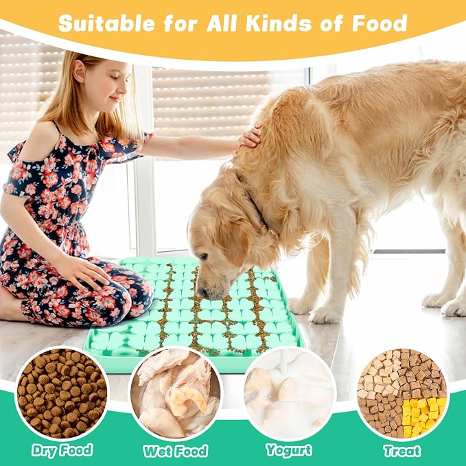 Dog Lick Mat, 23.6"x 15.7" Large Silicone Snuffle Mat with Suction Cups, Slow Feeder for Small Medium Large Dogs Slow Eating, Boredom Reducer (Green)