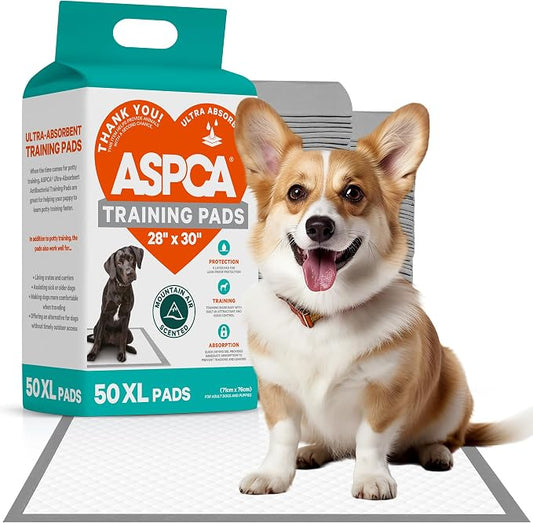 ASPCA Scented Puppy Pads, Dog Training Pee Pads, Absorbent Potty for Dogs, Quick-Drying Leakproof Large with Odor Control (Mountain, 50 Count - (XL 28 x 30))