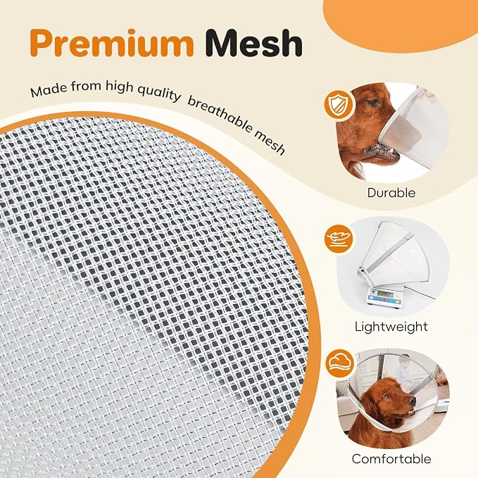 Breathable Mesh Dog Cone Collar for Surgery, Soft Elizabethan Recovery Alternative to Stop Licking,Pet Neck Collar for Large Medium Small Breeds, XXXL