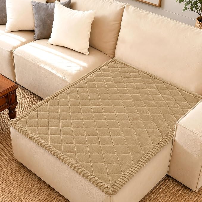 Smiry Couch Cover for Dogs, Non Slip Washable Pet Sofa Protector for Large Dogs, Cats, Fuzzy Plush Sofa Covers for Sectional Sofa, Against Fur, Dirt & Scratch Resistant, Camel, 43"×63"