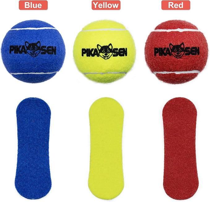 Dog Squeaky Tennis Balls for Pet Playing in 3 Sizes Premium Strong Dog & Puppy Balls for Training, Play, Exercise The Easiest Color for Dogs Red Yellow Blue (Small-12pack)