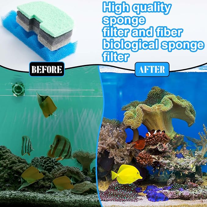 Threlaco 40 Pcs Replacement Filter Media Kit Compatible with Fluval 206/207, Aquarium Filters Set Including 4 Biological Foams, 36 Ammonia/Phosphate/Nitrite Remover