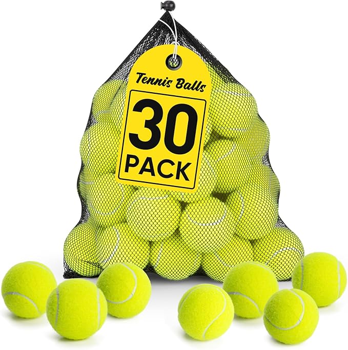 Treeroot 16/30/40/60 Pcs Tennis Balls, High Elasticity Tennis Balls Bulk, Comes with a Portable Mesh Bag, Tennis Ball for Dogs, Suitable for Beginner Training Ball, Durable & Bounce
