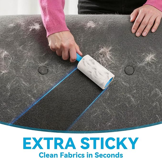 Lint Roller Refills - 1080 Sheets Total, Extra Sticky Adhesive Replacement Rolls for Pet Hair Removal on Clothes, Couch, Furniture & Carpet, 3.9-inch Rolls with 120 Sheets Each, (No Handle Included)