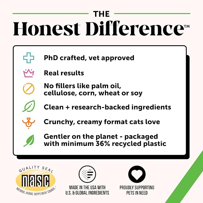 Cat Probiotics Crunchy Creamy Chews for Digestive Health - Cat Constipation + Occasional Diarrhea Relief - Daily Probiotics for Cats with Prebiotics Fiber Gut Flora Sensitive Stomach (90-Day Supply)