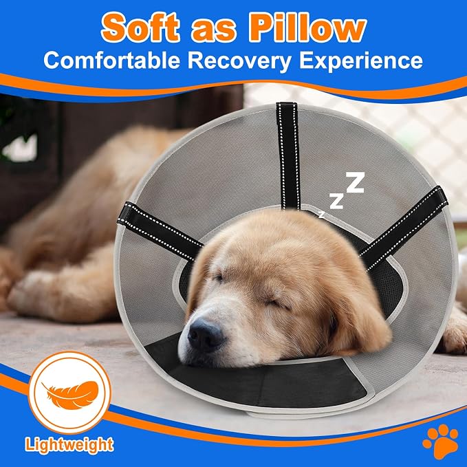 Breathable Mesh Dog Cone Collar for Surgery, Soft Elizabethan Recovery Alternative to Stop Licking,Pet Neck Collar for Large Medium Small Breeds, M