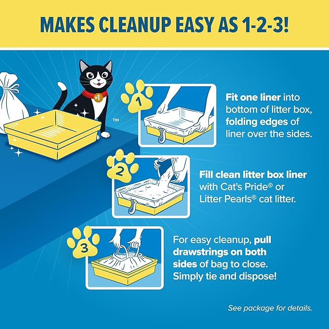 Jonny Cat Litter Box Liners: Heavy Duty - Tear & Leak Resistant - Drawstring Close - Jumbo, 1 Count (Pack of 30)