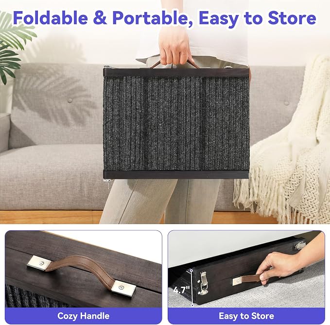2026 Upgraded Dog Ramp for Couch, Foldable Small Dog Ramp for Sofa, 4 Adjustable Height from 13'' to 21", Portable Stable Pet Step with Non-Slip Pad, Pet Ramps Use for Couch Stairs, Black