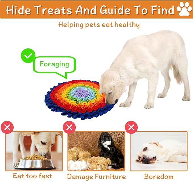 2 Pcs Snuffle Mat for Dogs, Pet Slow Feeding Interactive Toys for Smell Training, Foraging Skills, Suitable for Puppy or Cat