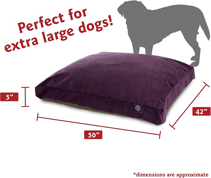 Majestic Pet Villa Rectangle Dog Bed Washable – Non Slip Comfy Pet Bed – Crate Bed with Removable Washable Cover – Kennel Bed for Sleeping, Polyester Fiber, X-Large, Aubergine