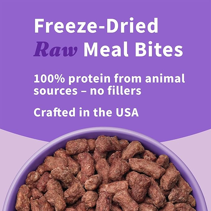 Halo Freeze-Dried Raw Dog Food, Beef Recipe Meal Bites, Grain Free Real Meat Nutrition & Natural Energy, 100% Animal Protein Source for Adult Dogs, 14 oz Bag