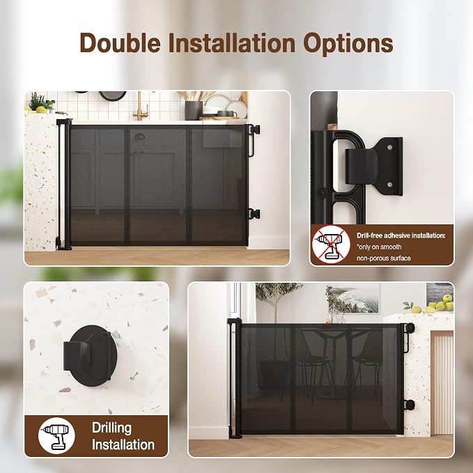 Upgraded 120 inch Retractable Baby Gates Extra Wide with Reinforced Strip Design, Mesh Saftey Gate for Pets, 42" Extra Tall Retractable Gates, 10 FT Retractable Dog Gate for Indoor/Outdoor