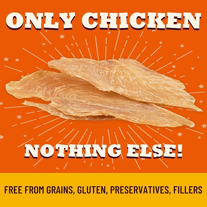 Dehydrated Chicken Dog Treats with Single Ingredient Chicken Breast - High Protein, Low Calorie Healthy Chicken Jerky Dog Treats for Small, Medium & Large Breed 4.59oz