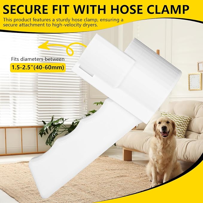 Grip Dryer Handle for Dogs V3, Lightweight Holder for High Velocity Dog, Enhanced Comfort & Control for Pet Grooming Dryers (White)